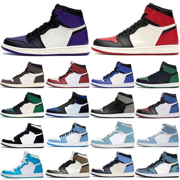1s mens basketball shoes sneakers bred toe mocha shadow university blue chicago game royal twist turbo green dark men women trainers, Black